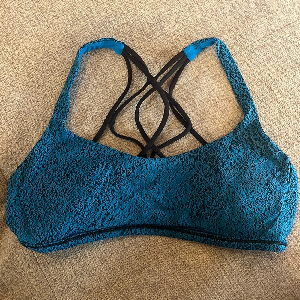 Lululemon sports bra, blue with black detail, size 8